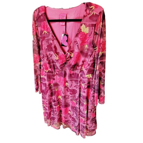 TORRID Betsey Johnson Floral Silky Soft Mini Bell Sleeve Sheerdress Plus Size 1X - Picture 3 of 17